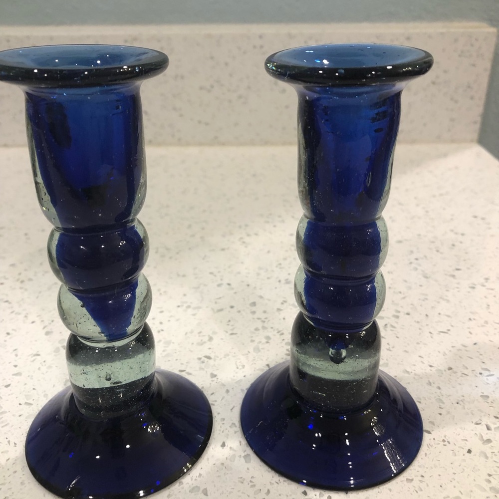 Hand blown candlesticks - Picture 2 of 3